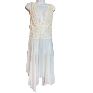 Vintage Victoria's Secret Chemise Nightgown Sheer Lace Marilyn Monroe Plunging V